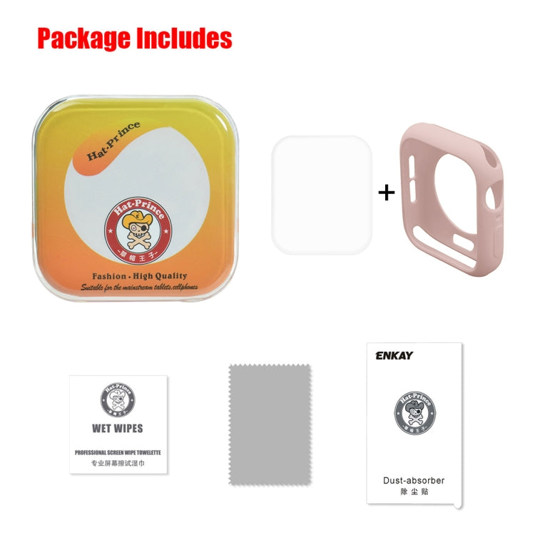ENKAY Hat-Prince 2 in 1 TPU Semi-clad Protective Shell + 3D Full Screen PET Curved Heat Bending HD Screen Protector for Apple Watch Series 5 & 4 40mm(Pink) - Watch Cases by ENKAY | Online Shopping South Africa | PMC TechLife | Buy Now Pay Later Mobicred