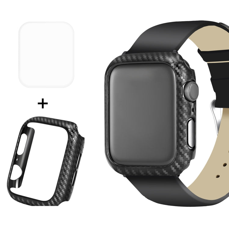 ENKAY Hat-Prince 2 in 1 Carbon Fiber Texture TPU Semi-clad Protective Shell + 3D Full Screen PET Curved Heat Bending HD Screen Protector for Apple Watch Series 5 & 4 40mm - Watch Cases by ENKAY | Online Shopping South Africa | PMC TechLife | Buy Now Pay Later Mobicred