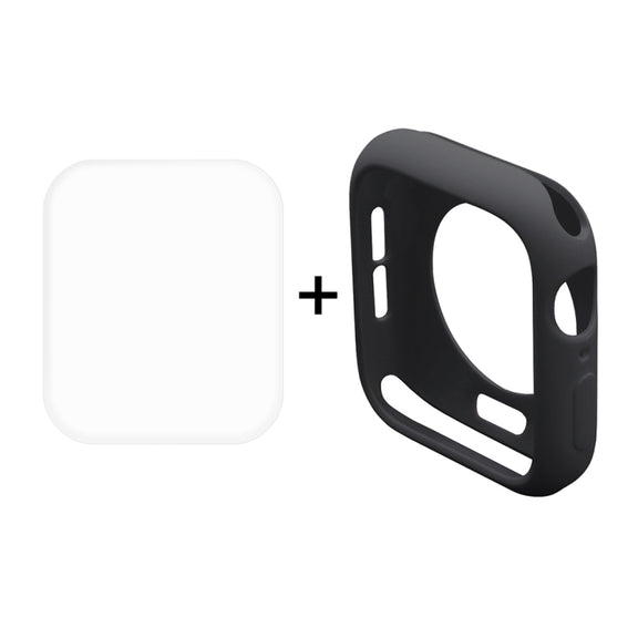 ENKAY Hat-Prince 2 in 1 TPU Semi-clad Protective Shell + 3D Full Screen PET Curved Heat Bending HD Screen Protector for Apple Watch Series 5 & 4 44mm(Black)