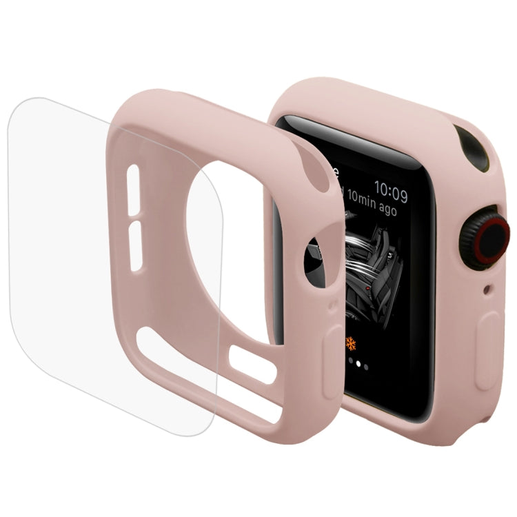 ENKAY Hat-Prince 2 in 1 TPU Semi-clad Protective Shell + 3D Full Screen PET Curved Heat Bending HD Screen Protector for Apple Watch Series 5 & 4 44mm(Pink) - Watch Cases by ENKAY | Online Shopping South Africa | PMC TechLife | Buy Now Pay Later Mobicred