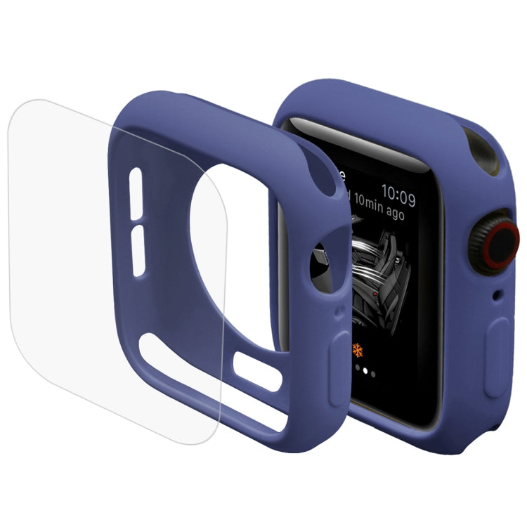ENKAY Hat-Prince 2 in 1 TPU Semi-clad Protective Shell + 3D Full Screen PET Curved Heat Bending HD Screen Protector for Apple Watch Series 5 & 4 44mm(Blue) - Watch Cases by ENKAY | Online Shopping South Africa | PMC TechLife | Buy Now Pay Later Mobicred