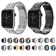 Fold Buckle 3 Beads Stainless Steel Watch Band For Apple Watch Ultra 49mm&Watch Ultra 2 49mm / Series 10 46mm / 9&8&7 45mm / SE 3&SE 2&6&SE&5&4 44mm / 3&2&1 42mm(Gold)