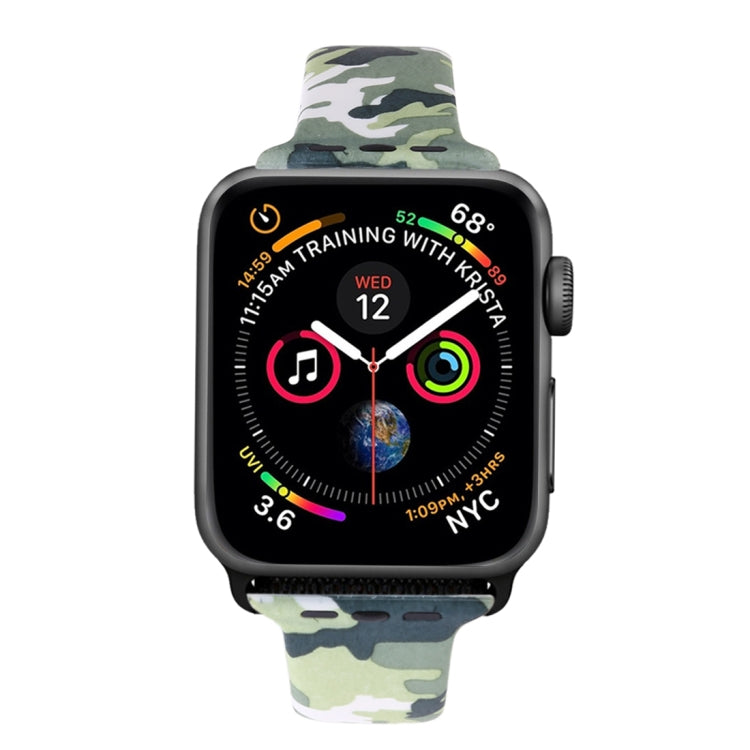 Silicone Printing Strap for Apple Watch Series 5 & 4 40mm (Camouflage Pattern) - Watch Bands by PMC Jewellery | Online Shopping South Africa | PMC Jewellery | Buy Now Pay Later Mobicred