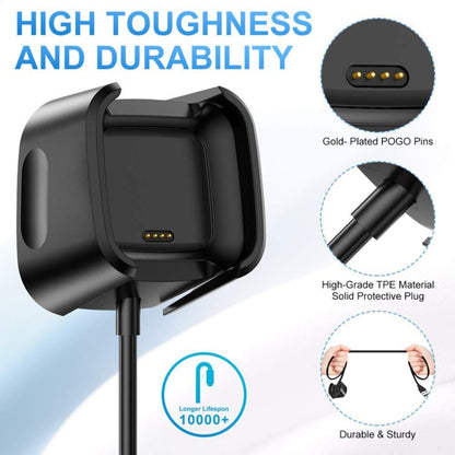 For Fitbit Versa 2 Charger Charging Dock Base Stand Holder with 1m Charging Cable(Black) - Charger by PMC Jewellery | Online Shopping South Africa | PMC Jewellery | Buy Now Pay Later Mobicred