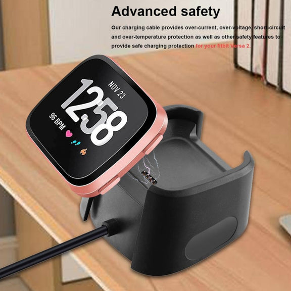 For Fitbit Versa 2 Charger Charging Dock Base Stand Holder with 1m Charging Cable(Black)