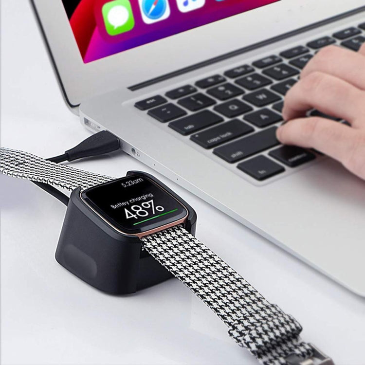 For Fitbit Versa 2 Charger Charging Dock Base Stand Holder with 1m Charging Cable(Black) - Charger by PMC Jewellery | Online Shopping South Africa | PMC Jewellery | Buy Now Pay Later Mobicred