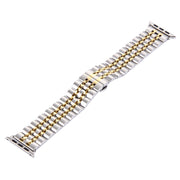 20mm Women Hidden Butterfly Buckle 7 Beads Stainless Steel Watch Band For Apple Watch 38mm(Silver Gold)