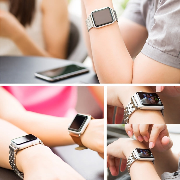 20mm Women Hidden Butterfly Buckle 7 Beads Stainless Steel Watch Band For Apple Watch 38mm(Silver Gold) - free shipping - PMC TechLife - Order now!