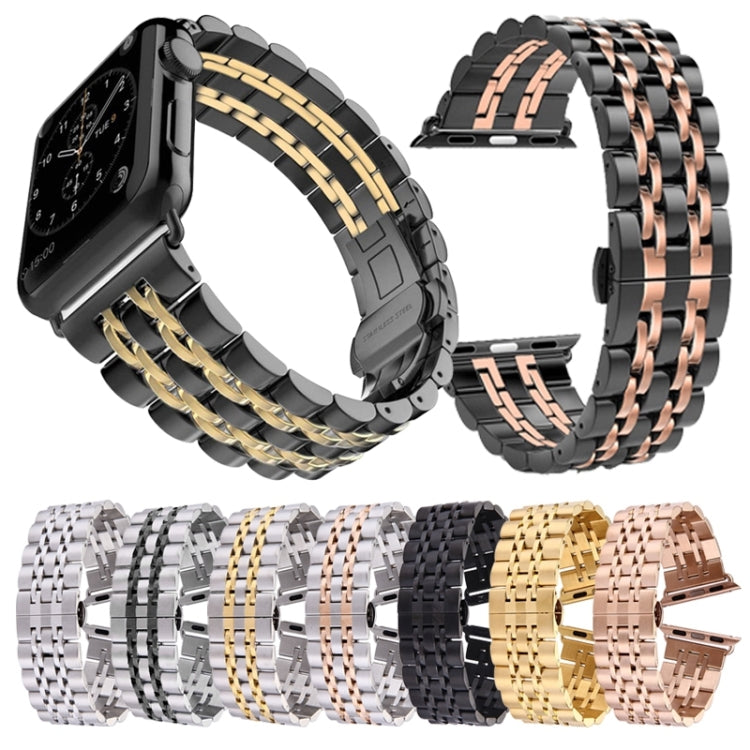 20mm Women Hidden Butterfly Buckle 7 Beads Stainless Steel Watch Band For Apple Watch 38mm(Silver Gold) - free shipping - PMC TechLife - Order now!