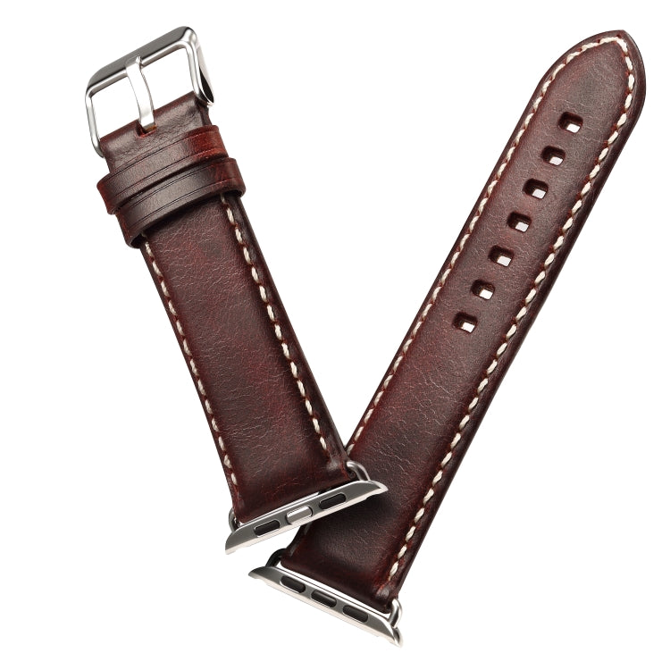 Denior Oil Wax Retro Watch Leather Watch Band for Apple Watch Series 7 45mm / 6 & SE & 5 & 4 44mm / 3 & 2 & 1 42mm (Dark Red) - free shipping - PMC TechLife - Order now!