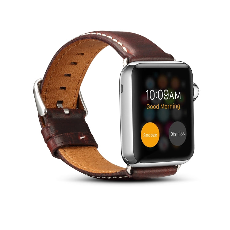 Denior Oil Wax Retro Watch Leather Watch Band for Apple Watch Series 7 45mm / 6 & SE & 5 & 4 44mm / 3 & 2 & 1 42mm (Dark Red) - free shipping - PMC TechLife - Order now!