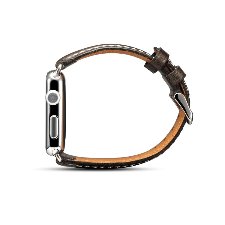 Denior Oil Wax Retro Watch Leather Watch Band for Apple Watch Series 7 45mm / 6 & SE & 5 & 4 44mm / 3 & 2 & 1 42mm (Black) - free shipping - PMC TechLife - Order now!