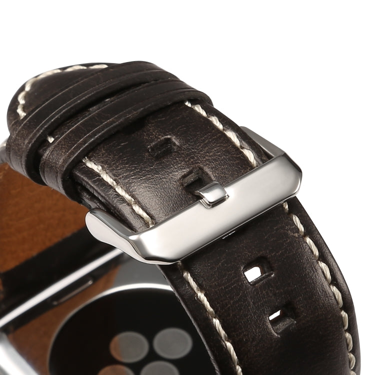 Denior Oil Wax Retro Watch Leather Watch Band for Apple Watch Series 7 45mm / 6 & SE & 5 & 4 44mm / 3 & 2 & 1 42mm (Black) - free shipping - PMC TechLife - Order now!