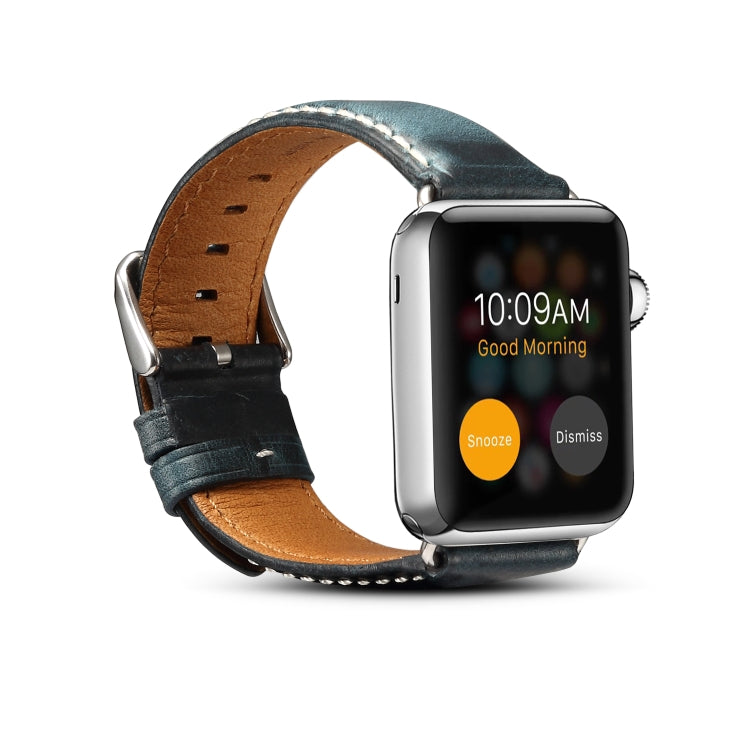 Denior Oil Wax Retro Watch Leather Watch Band for Apple Watch Series 7 45mm / 6 & SE & 5 & 4 44mm / 3 & 2 & 1 42mm (Dark Blue) - free shipping - PMC TechLife - Order now!