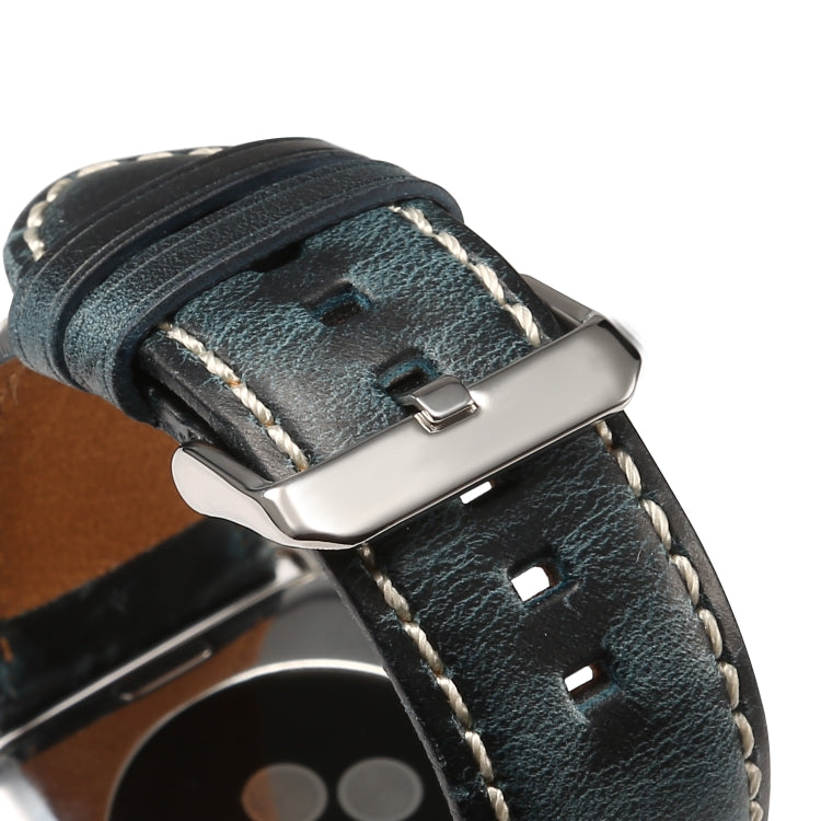 Denior Oil Wax Retro Watch Leather Watch Band for Apple Watch Series 7 45mm / 6 & SE & 5 & 4 44mm / 3 & 2 & 1 42mm (Dark Blue) - free shipping - PMC TechLife - Order now!
