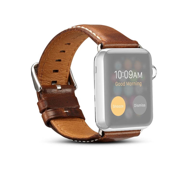 Denior Oil Wax Retro Watch Leather Watch Band for Apple Watch Series 7 45mm / 6 & SE & 5 & 4 44mm / 3 & 2 & 1 42mm (Brown) - free shipping - PMC TechLife - Order now!