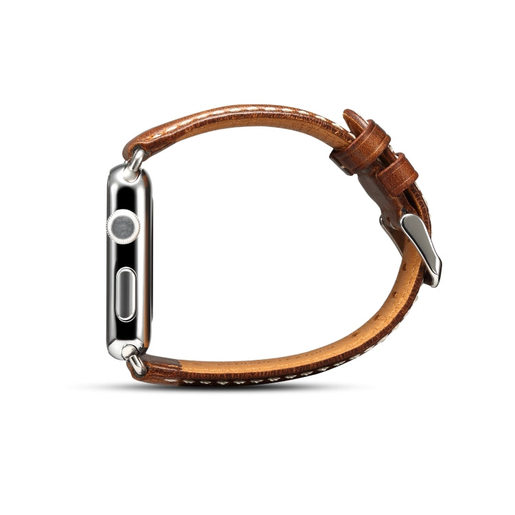 Denior Oil Wax Retro Watch Leather Watch Band for Apple Watch Series 7 45mm / 6 & SE & 5 & 4 44mm / 3 & 2 & 1 42mm (Brown) - free shipping - PMC TechLife - Order now!