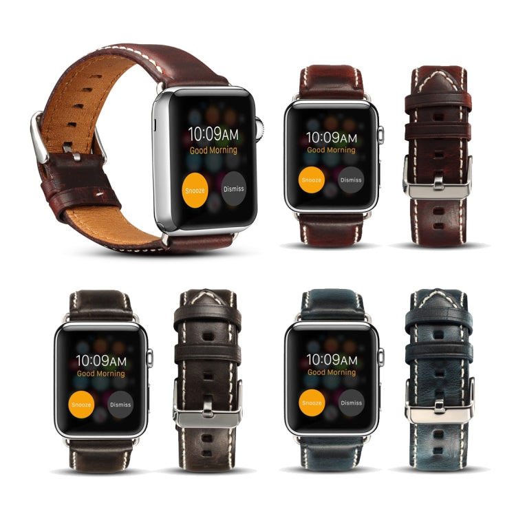 Denior Oil Wax Retro Watch Leather Watch Band for Apple Watch Series 7 45mm / 6 & SE & 5 & 4 44mm / 3 & 2 & 1 42mm (Brown) - free shipping - PMC TechLife - Order now!