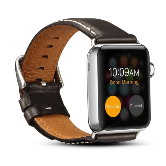 Denior Oil Wax Retro Watch Leather Watch Band for Apple Watch Series 10 42mm / 9&8&7 41mm / SE 3&SE 2&6&SE&5&4 40mm / 3&2&1 38mm (Black) - free shipping - PMC Jewellery - Order now!