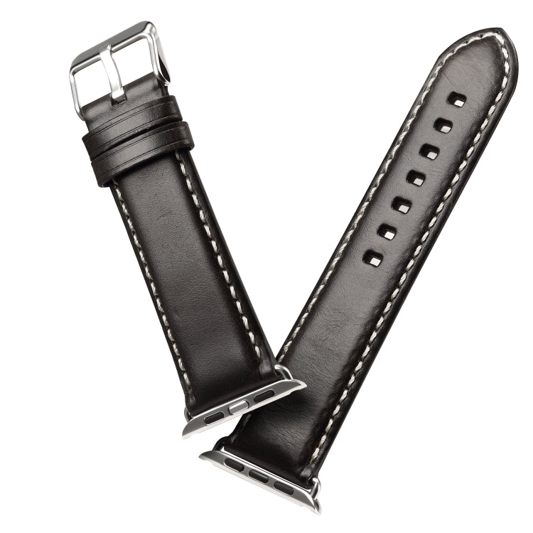 Denior Oil Wax Retro Watch Leather Watch Band for Apple Watch Series 10 42mm / 9&8&7 41mm / SE 3&SE 2&6&SE&5&4 40mm / 3&2&1 38mm (Black) - free shipping - PMC TechLife - Order now!