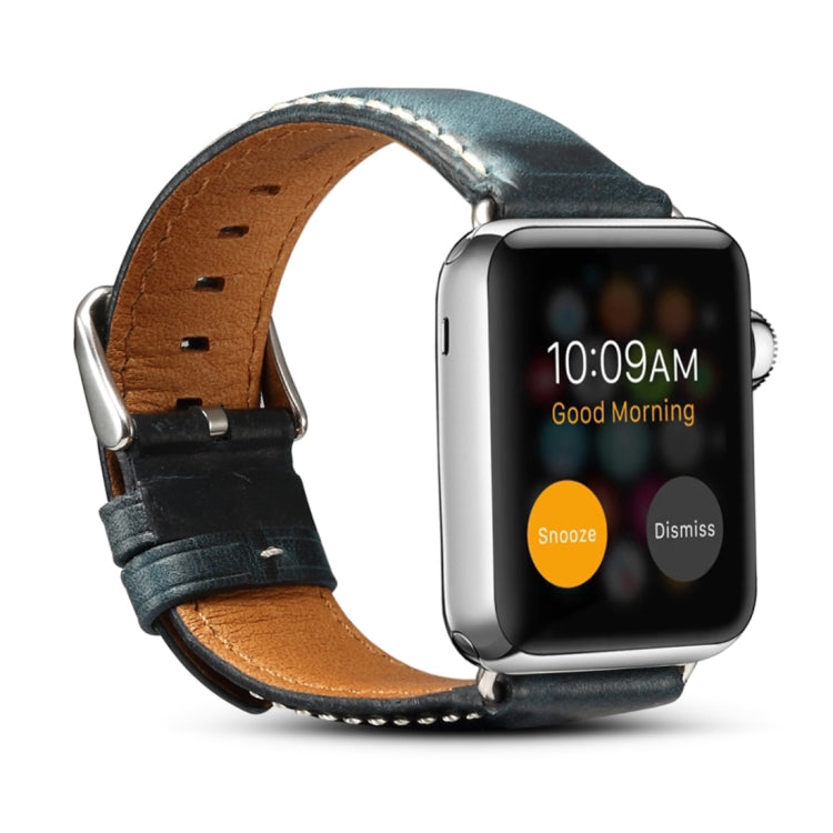 Denior Oil Wax Retro Watch Leather Watch Band for Apple Watch Series 10 42mm / 9&8&7 41mm / SE 3&SE 2&6&SE&5&4 40mm / 3&2&1 38mm (Dark Blue) - free shipping - PMC TechLife - Order now!