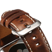 Denior Oil Wax Retro Watch Leather Watch Band for Apple Watch Series 7 41mm / 6 & SE & 5 & 4 40mm / 3 & 2 & 1 38mm (Brown)