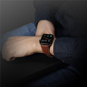 Denior Oil Wax Retro Watch Leather Watch Band for Apple Watch Series 7 41mm / 6 & SE & 5 & 4 40mm / 3 & 2 & 1 38mm (Brown)