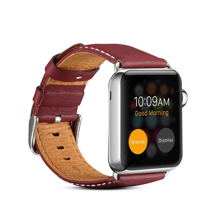 Denior Environmental Luxury Car Watch Leather Watch Band for Apple Watch Ultra 49mm&Watch Ultra 2 49mm / Series 10 46mm / 9&8&7 45mm / SE 3&SE 2&6&SE&5&4 44mm / 3&2&1 42mm(Dark Red) - free shipping - PMC Jewellery - Order now!