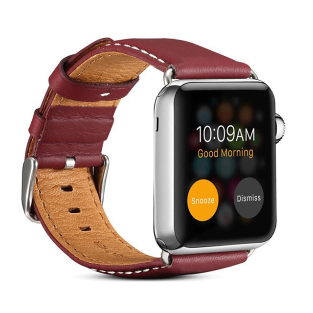 Denior Environmental Luxury Car Watch Leather Watch Band for Apple Watch Ultra 49mm&Watch Ultra 2 49mm / Series 10 46mm / 9&8&7 45mm / SE 3&SE 2&6&SE&5&4 44mm / 3&2&1 42mm(Dark Red)
