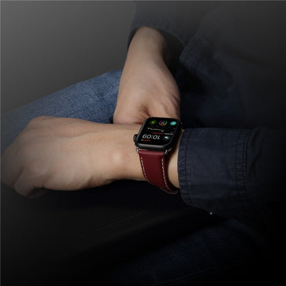 Denior Environmental Luxury Car Watch Leather Watch Band for Apple Watch Ultra 49mm&Watch Ultra 2 49mm / Series 10 46mm / 9&8&7 45mm / SE 3&SE 2&6&SE&5&4 44mm / 3&2&1 42mm(Dark Red) - free shipping - PMC Jewellery - Order now!