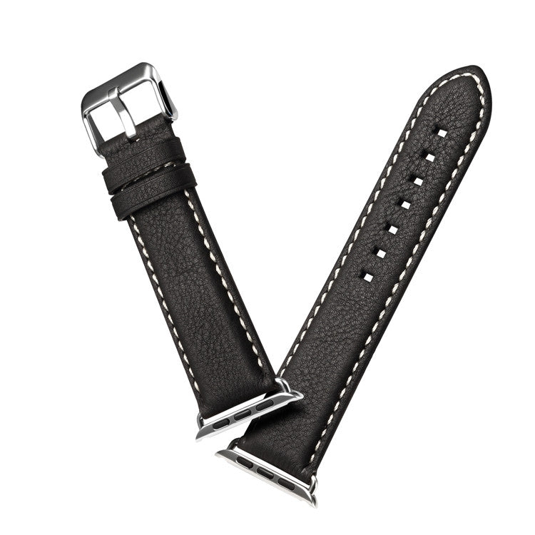 Denior Environmental Luxury Car Watch Leather Watch Band for Apple Watch Series 7 45mm / 6 & SE & 5 & 4 44mm / 3 & 2 & 1 42mm(Black) - free shipping - PMC TechLife - Order now!