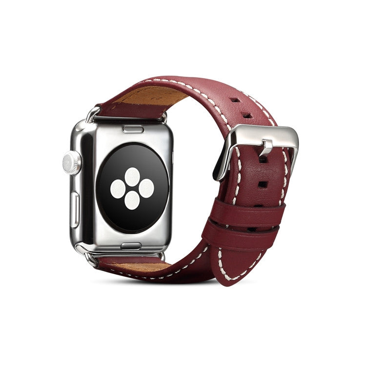 Denior Environmental Luxury Car Watch Leather Watch Band for Apple Watch Series 10 42mm / 9&8&7 41mm / SE 3&SE 2&6&SE&5&4 40mm / 3&2&1 38mm(Dark Red) - free shipping - PMC TechLife - Order now!