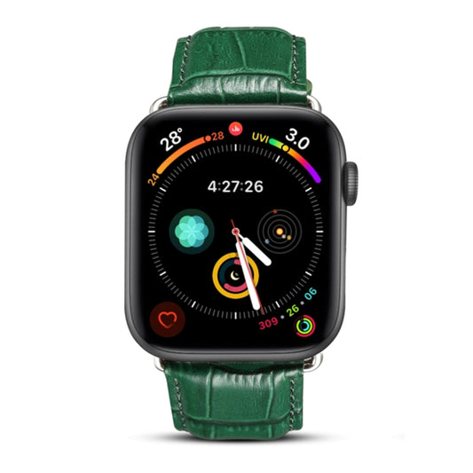 Denior Crocodile Grain Watch Cowhide Leather Watch Band for Apple Watch Series 7 45mm / 6 & SE & 5 & 4 44mm / 3 & 2 & 1 42mm (Green) - free shipping - PMC Jewellery - Order now!