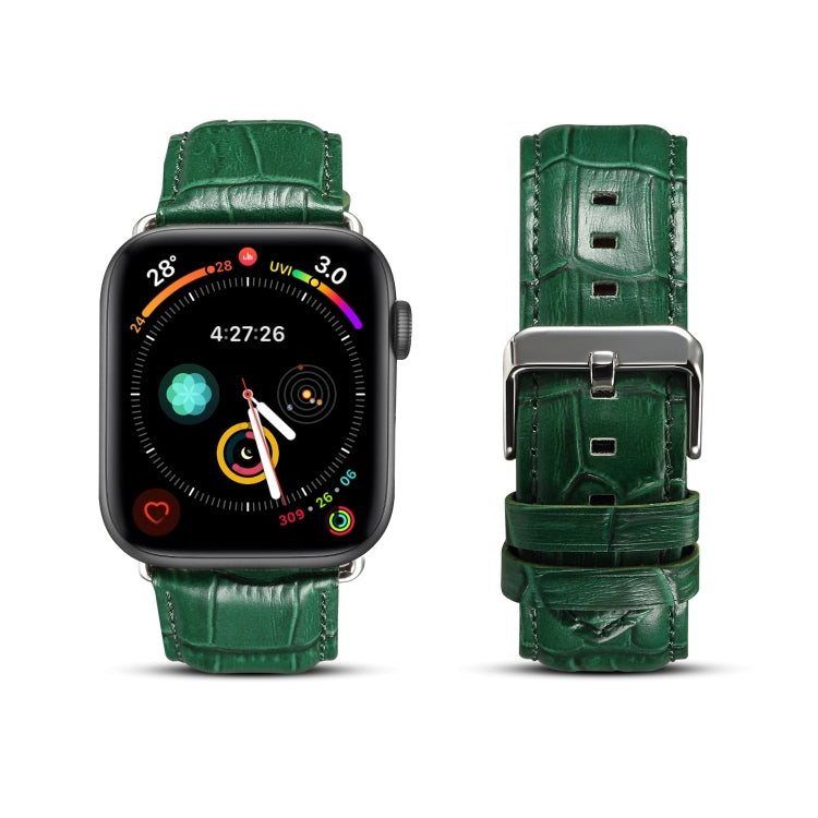 Denior Crocodile Grain Watch Cowhide Leather Watch Band for Apple Watch Series 7 45mm / 6 & SE & 5 & 4 44mm / 3 & 2 & 1 42mm (Green) - free shipping - PMC TechLife - Order now!