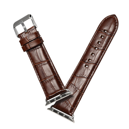 Denior Crocodile Grain Watch Cowhide Leather Watch Band for Apple Watch Series 7 41mm / 6 & SE & 5 & 4 40mm / 3 & 2 & 1 38mm (Brown) - free shipping - PMC Jewellery - Order now!