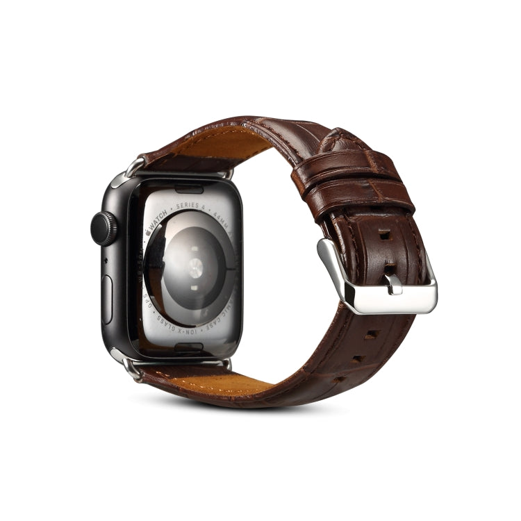 Denior Crocodile Grain Watch Cowhide Leather Watch Band for Apple Watch Series 7 41mm / 6 & SE & 5 & 4 40mm / 3 & 2 & 1 38mm (Brown) - free shipping - PMC Jewellery - Order now!