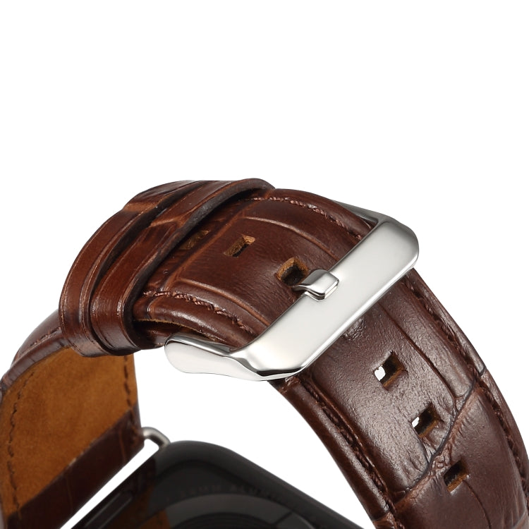 Denior Crocodile Grain Watch Cowhide Leather Watch Band for Apple Watch Series 7 41mm / 6 & SE & 5 & 4 40mm / 3 & 2 & 1 38mm (Brown) - free shipping - PMC Jewellery - Order now!