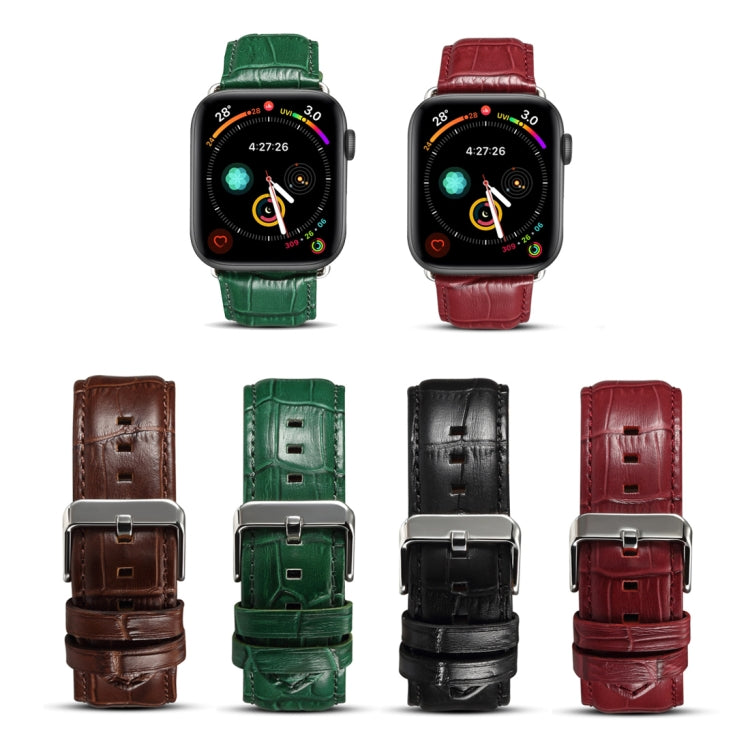 Denior Crocodile Grain Watch Cowhide Leather Watch Band for Apple Watch Series 7 41mm / 6 & SE & 5 & 4 40mm / 3 & 2 & 1 38mm (Brown) - free shipping - PMC Jewellery - Order now!