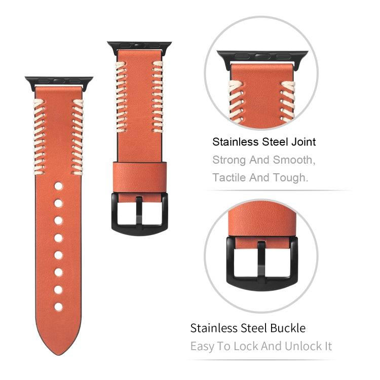 DUX DUCIS Fashion Woven Pattern Top-grain Leather Wrist Watch Band for Apple Watch Series 8&7 45mm / SE 2&6&SE&5&4 44mm / 3&2&1 42mm(Black) - Watch Bands by DUX DUCIS | Online Shopping South Africa | PMC TechLife | Buy Now Pay Later Mobicred