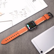 DUX DUCIS Fashion Woven Pattern Top-grain Leather Wrist Watch Band for Apple Watch Series 8&7 45mm / SE 2&6&SE&5&4 44mm / 3&2&1 42mm(Brown)