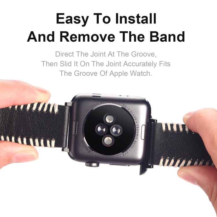 DUX DUCIS Fashion Woven Pattern Top-grain Leather Wrist Watch Band for Apple Watch Series 8&7 45mm / SE 2&6&SE&5&4 44mm / 3&2&1 42mm(Brown) - Watch Bands by DUX DUCIS | Online Shopping South Africa | PMC TechLife | Buy Now Pay Later Mobicred