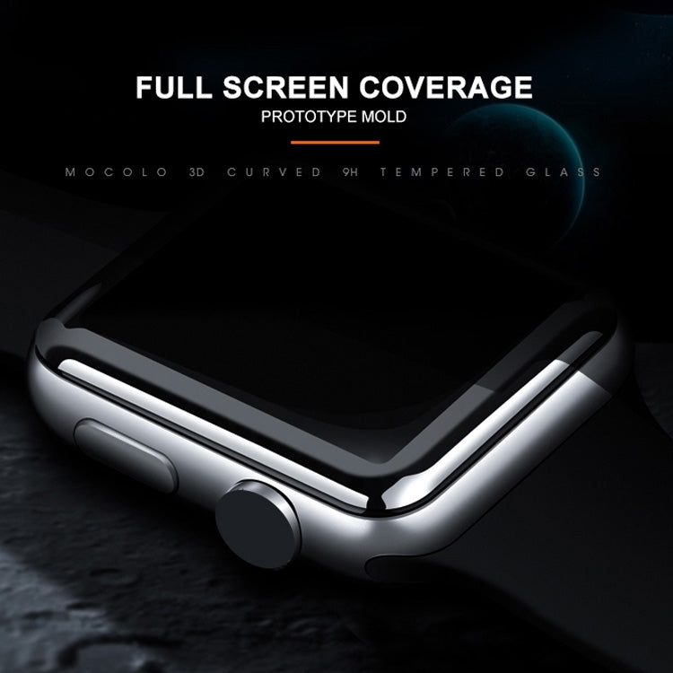 mocolo 0.33mm 9H 3D Round Edge Full Glue Tempered Glass Film for Apple Watch Series 4 44mm (Black) - Watch Cases by mocolo | Online Shopping South Africa | PMC TechLife | Buy Now Pay Later Mobicred