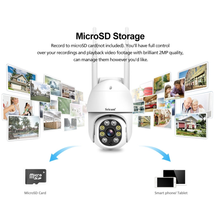 Sricam SP028 1080P HD Outdoor PTZ Camera, Support Two Way Audio / Motion Detection / Humanoid Detection / Color Night Vision / TF Card, AU Plug - Wireless Camera by Sricam | Online Shopping South Africa | PMC TechLife