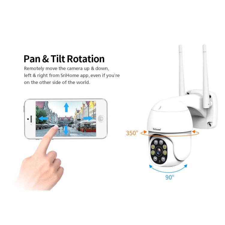 Sricam SP028 1080P HD Outdoor PTZ Camera, Support Two Way Audio / Motion Detection / Humanoid Detection / Color Night Vision / TF Card, AU Plug