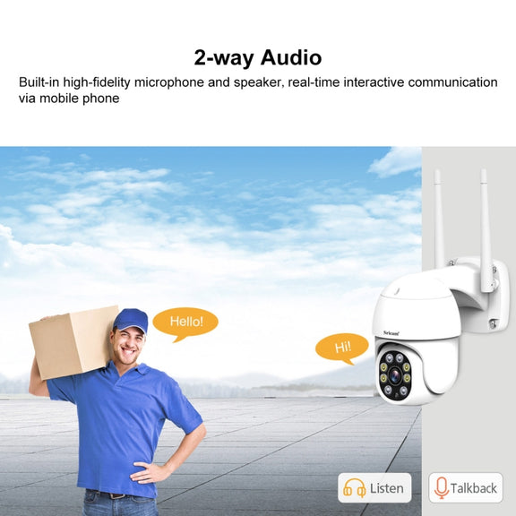 Sricam SP028 1080P HD Outdoor PTZ Camera, Support Two Way Audio / Motion Detection / Humanoid Detection / Color Night Vision / TF Card, AU Plug