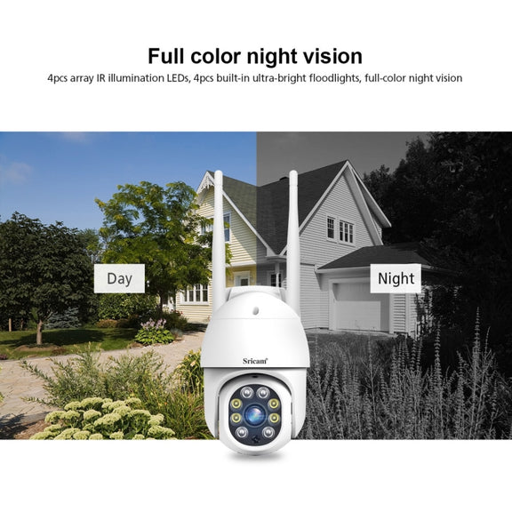 Sricam SP028 1080P HD Outdoor PTZ Camera, Support Two Way Audio / Motion Detection / Humanoid Detection / Color Night Vision / TF Card, AU Plug