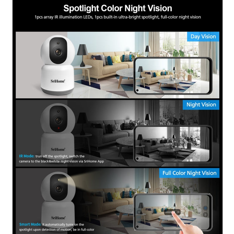 SirHome SH038 4.0 Million Pixels QHD 2.4G/5G WiFi IP Camera, Support Night Color & Motion Detection & Two Way Talk & Human Detection & TF Card, AU Plug