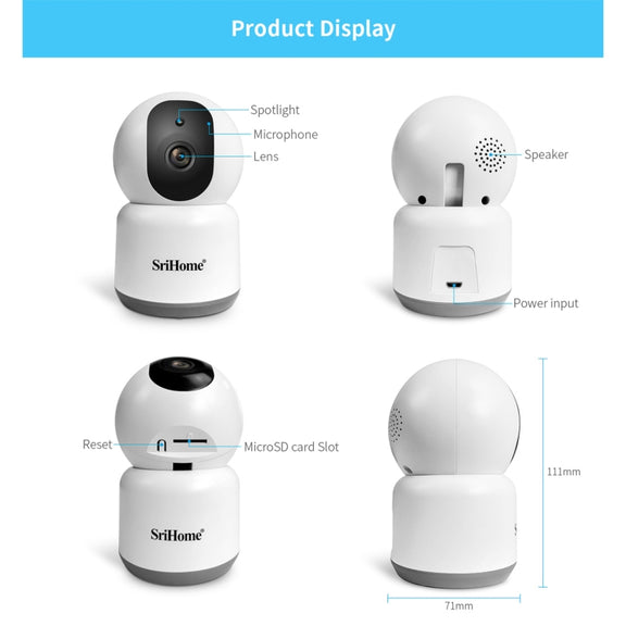 SirHome SH038 4.0 Million Pixels QHD 2.4G/5G WiFi IP Camera, Support Night Color & Motion Detection & Two Way Talk & Human Detection & TF Card, AU Plug
