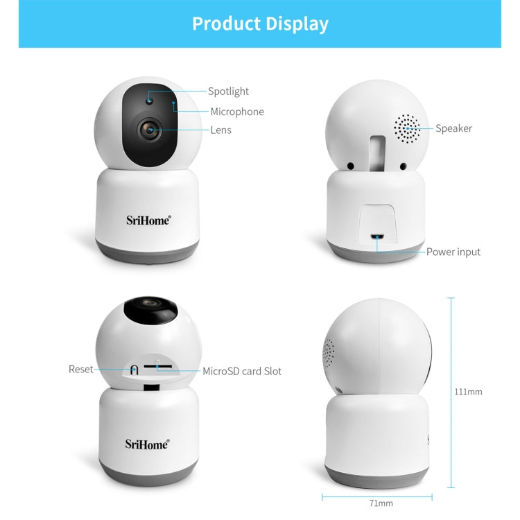 SirHome SH038 4.0 Million Pixels QHD 2.4G/5G WiFi IP Camera, Support Night Color & Motion Detection & Two Way Talk & Human Detection & TF Card, AU Plug