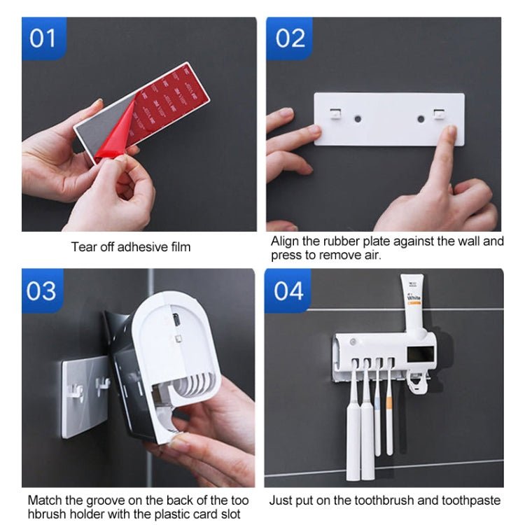 Ultraviolet Toothbrush Sterilizer Bathroom Wall-mounted Toothbrush Holder (Black) - free shipping - PMC TechLife - Order now!